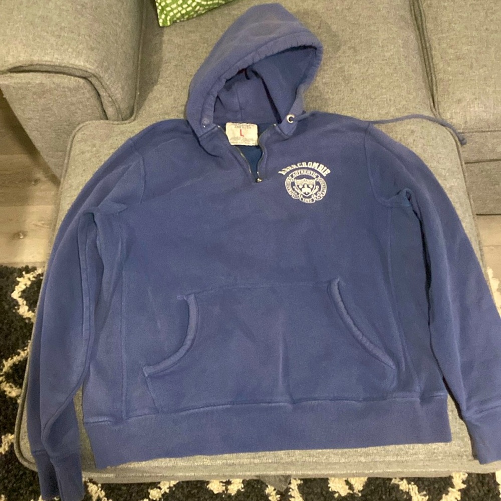 ABERCROMBIE & FITCH•Size L• Blue Hooded Zip Sweatshirt